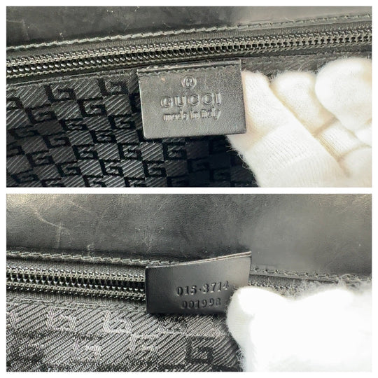 GUCCI Business bag 015 3714 leather Black SilverMetal Business Bags Briefcases mens Used Authentic