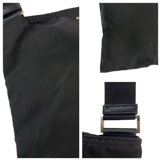 PRADA Shoulder Bag Nylon Black Silver Metal Shoulder Bag pochette Test Triangle With logo Women Used Authentic