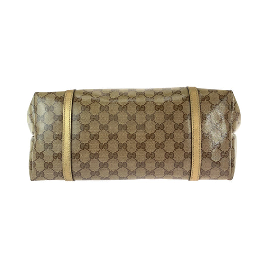 GUCCI Tote Bag 197953 GG Supreme Canvas Brown Gold Gold Metal Tote Bag Shoulder Bag GG crystal Women Used Authentic