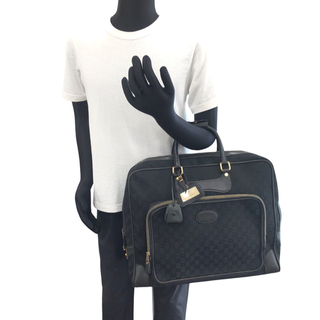 GUCCI Business bag GG canvas Black GoldMetal Business bag briefcase Old Gucci mens Used Authentic