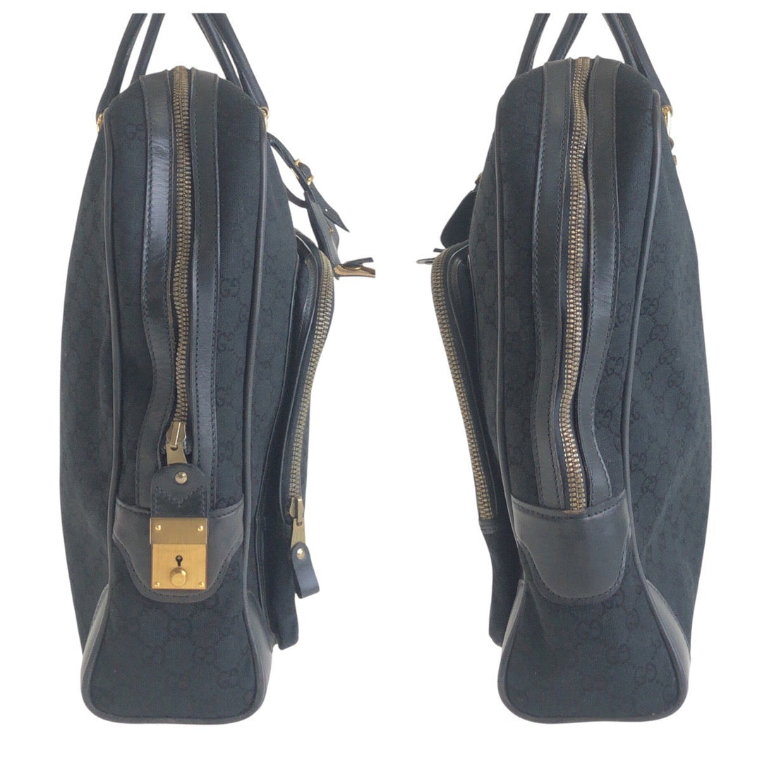 GUCCI Business bag GG canvas Black GoldMetal Business bag briefcase Old Gucci mens Used Authentic