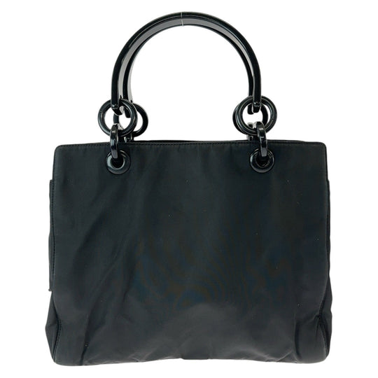 PRADA Tote Bag Nylon, Plastic Black SilverMetal Tote Bag handbag Test Triangle With logo Women Used Authentic