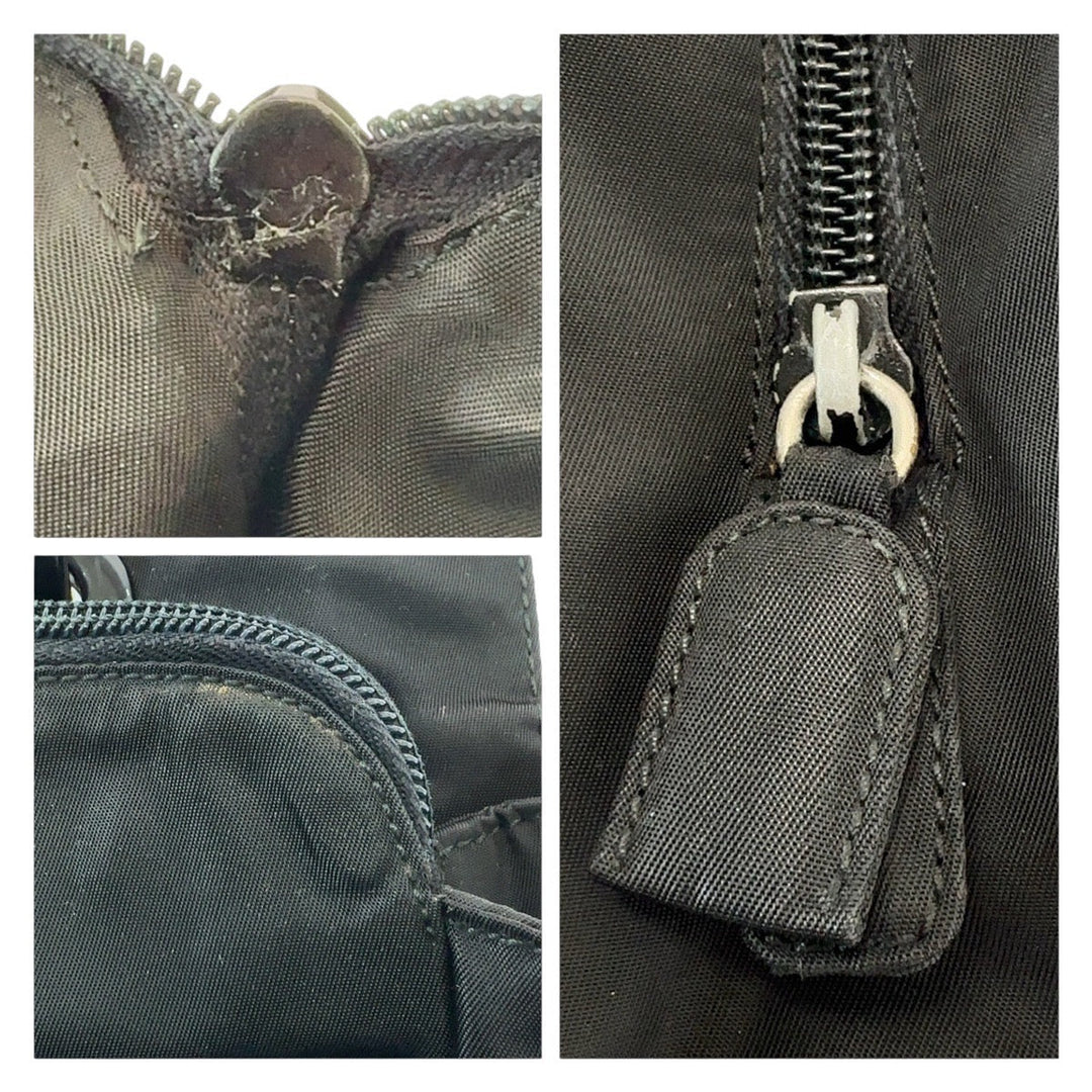 PRADA Tote Bag Nylon, Plastic Black SilverMetal Tote Bag handbag Test Triangle With logo Women Used Authentic