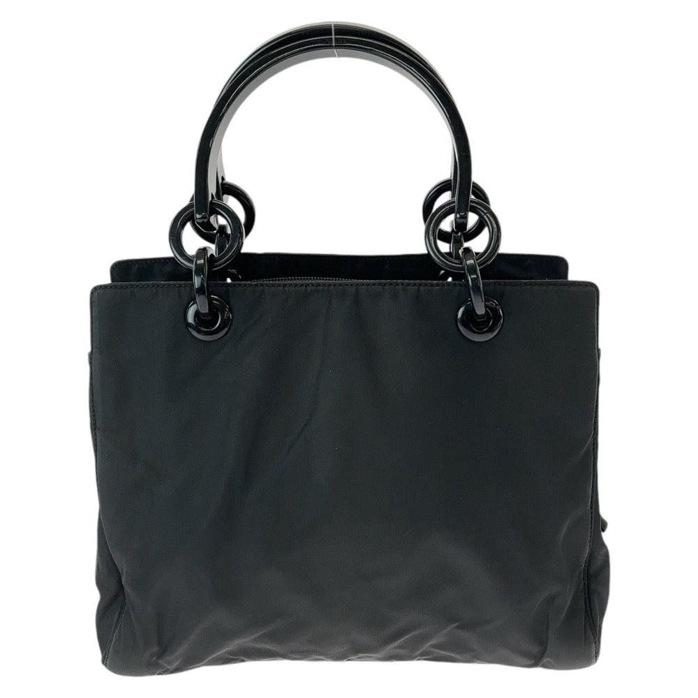 PRADA Tote Bag Nylon, Plastic Black SilverMetal Tote Bag handbag Test Triangle With logo Women Used Authentic