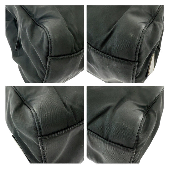 PRADA Tote Bag Nylon, Plastic Black SilverMetal Tote Bag handbag Test Triangle With logo Women Used Authentic