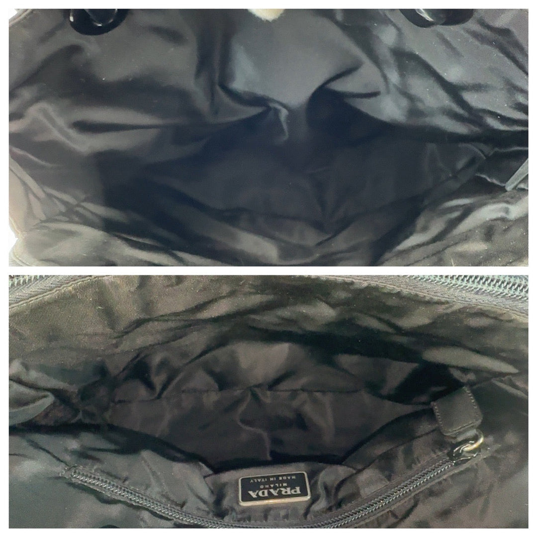 PRADA Tote Bag Nylon, Plastic Black SilverMetal Tote Bag handbag Test Triangle With logo Women Used Authentic