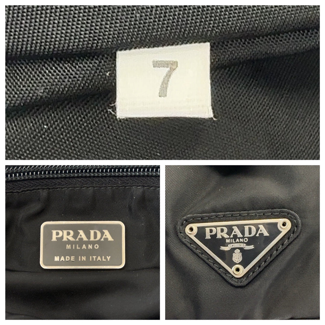 PRADA Tote Bag Nylon, Plastic Black SilverMetal Tote Bag handbag Test Triangle With logo Women Used Authentic