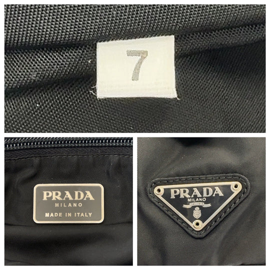 PRADA Tote Bag Nylon, Plastic Black SilverMetal Tote Bag handbag Test Triangle With logo Women Used Authentic