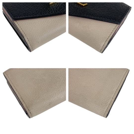 LOUIS VUITTON Tri-fold wallet M80984 leather Black Ivory Gold Metal Folding wallet Compact wallet Portefeuille Rock Mini Women Used Authentic