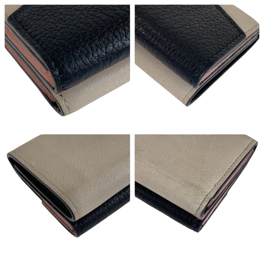 LOUIS VUITTON Tri-fold wallet M80984 leather Black Ivory Gold Metal Folding wallet Compact wallet Portefeuille Rock Mini Women Used Authentic