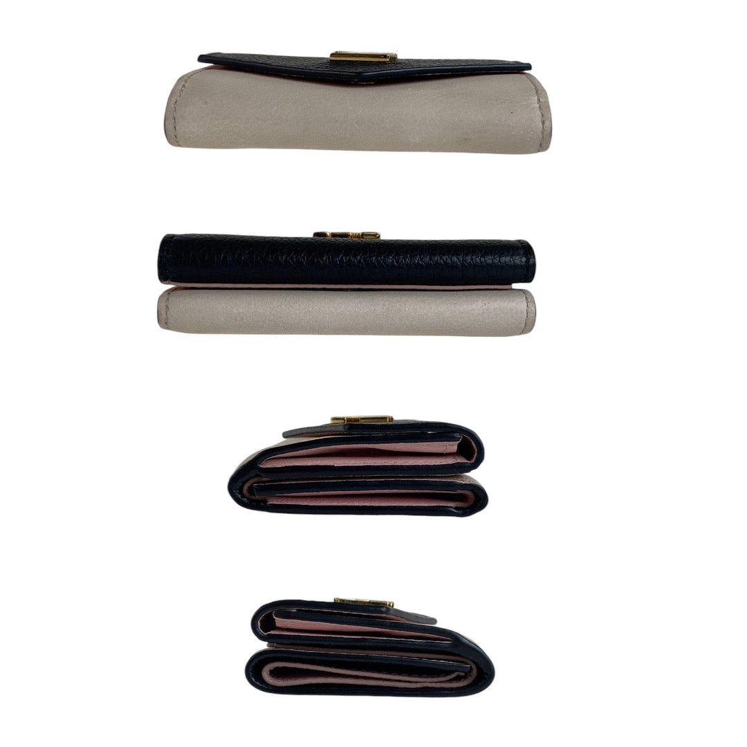 LOUIS VUITTON Tri-fold wallet M80984 leather Black Ivory Gold Metal Folding wallet Compact wallet Portefeuille Rock Mini Women Used Authentic