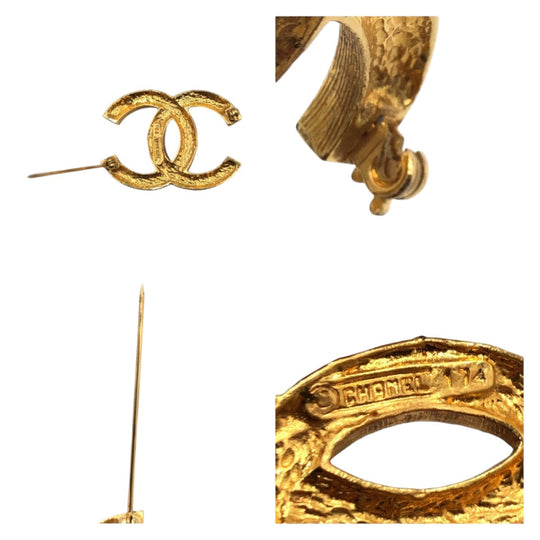 CHANEL Brooch plating gold Brooch COCO Mark Women Used Authentic