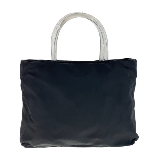 PRADA Tote Bag Nylon, Plastic Black SilverMetal Tote Bag handbag Test Triangle With logo plastic handle Women Used Authentic