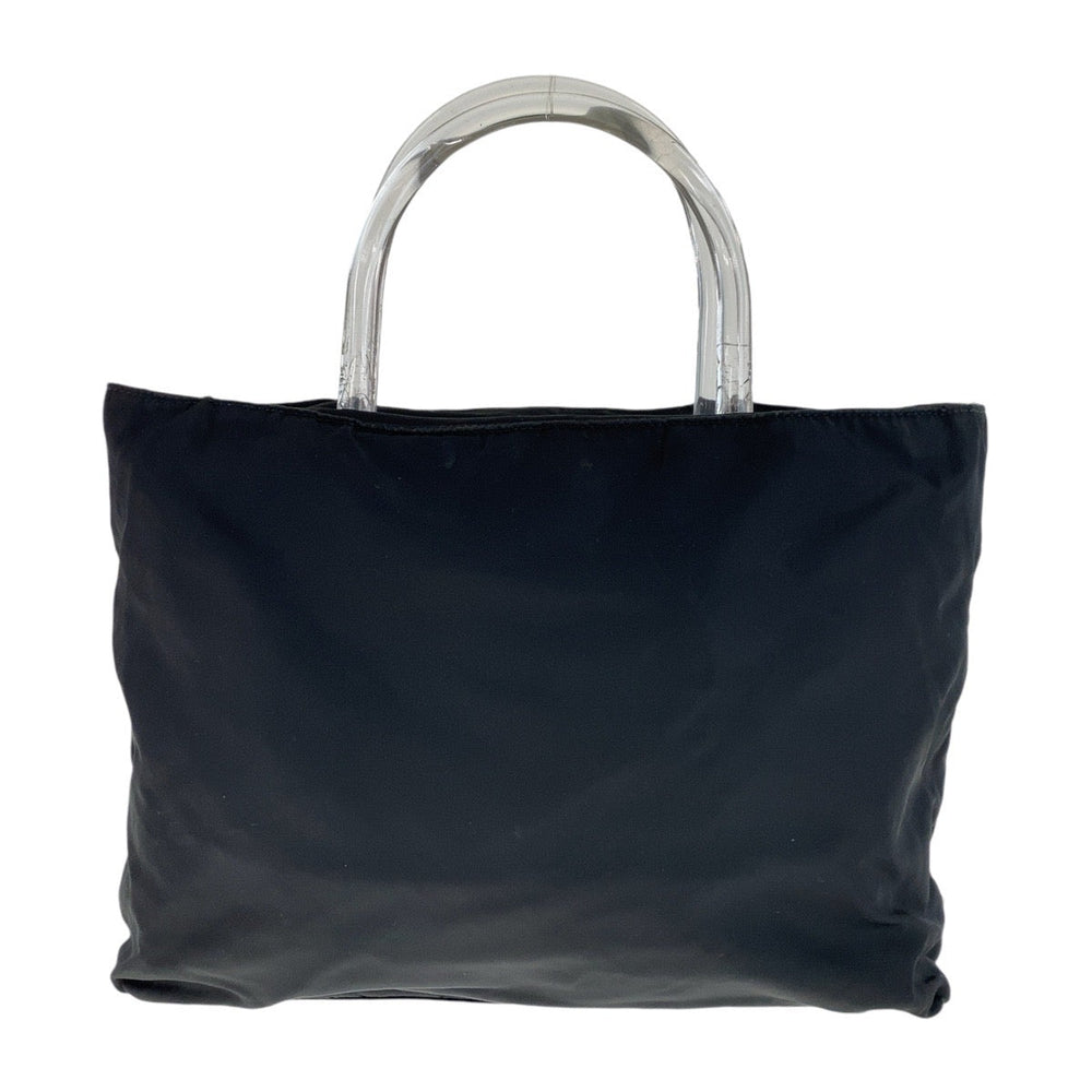 PRADA Tote Bag Nylon, Plastic Black SilverMetal Tote Bag handbag Test Triangle With logo plastic handle Women Used Authentic