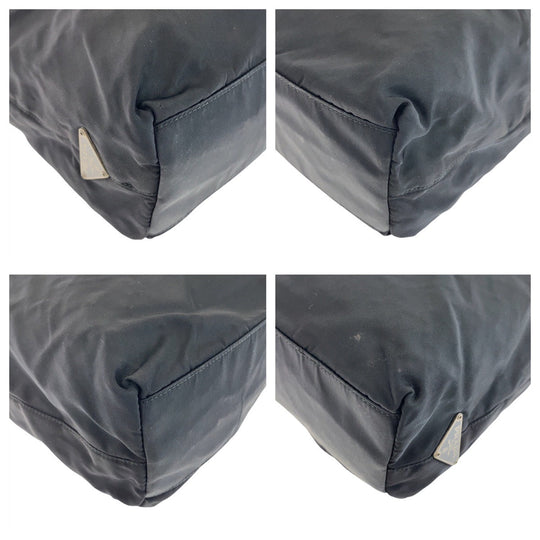 PRADA Tote Bag Nylon, Plastic Black SilverMetal Tote Bag handbag Test Triangle With logo plastic handle Women Used Authentic