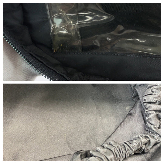 PRADA Handbag Nylon Black SilverMetal Handbag vanity bag Test Triangle With logo Women Used Authentic