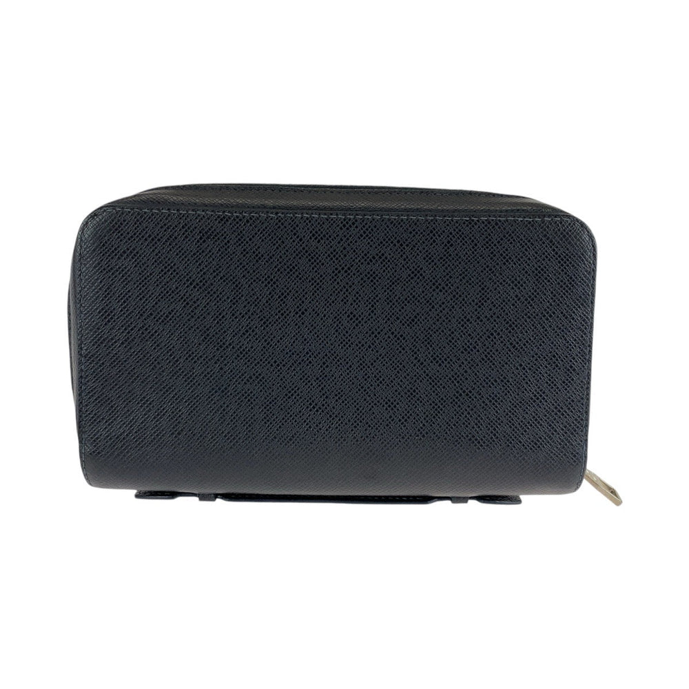 LOUIS VUITTON Long Wallet Purse M44276 leather Blue Marine Navy SilverMetal Long Wallet Purse Zip Around business bag Taiga Zippy XL mens Used Authentic