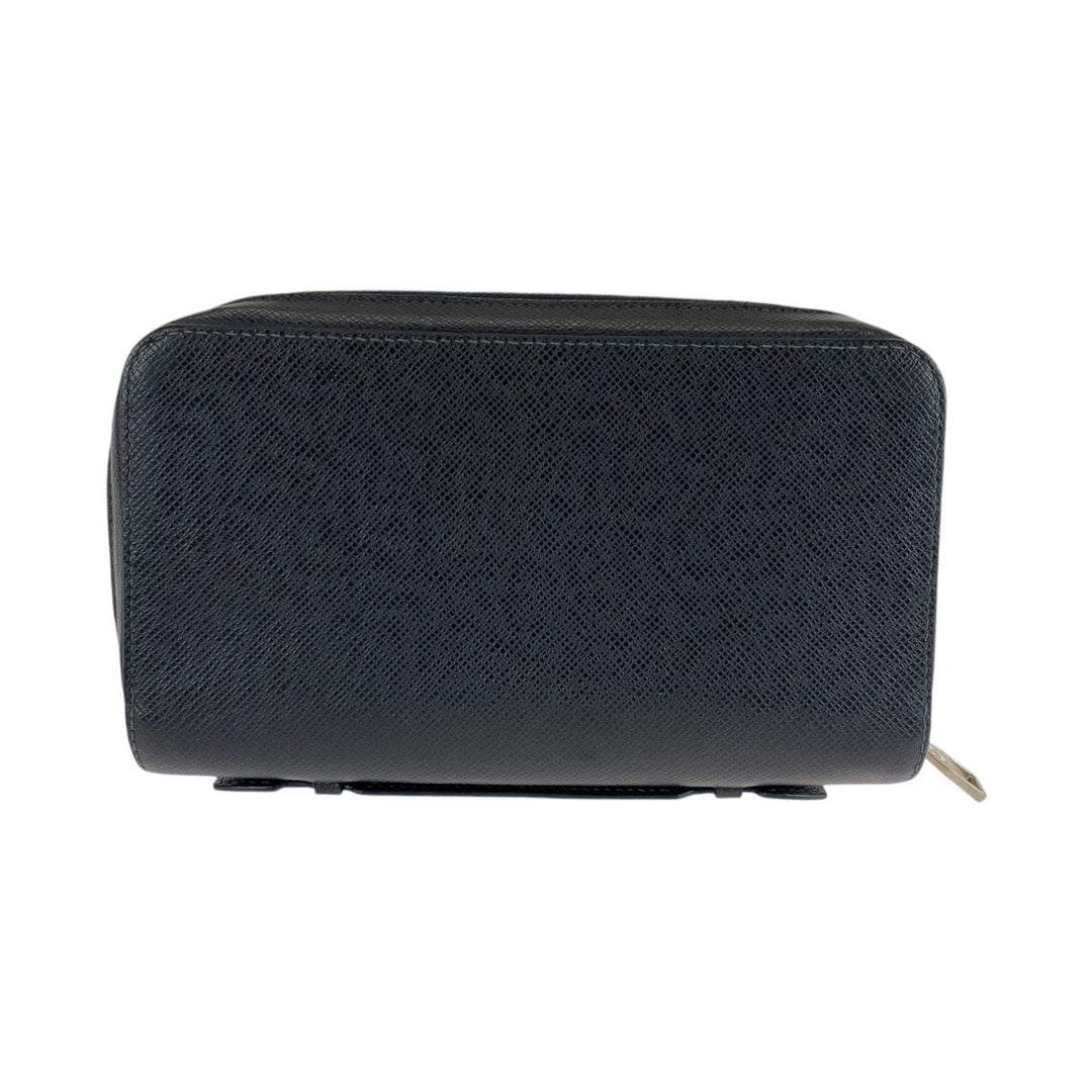 LOUIS VUITTON Long Wallet Purse M44276 leather Blue Marine Navy SilverMetal Long Wallet Purse Zip Around business bag Taiga Zippy XL mens Used Authentic