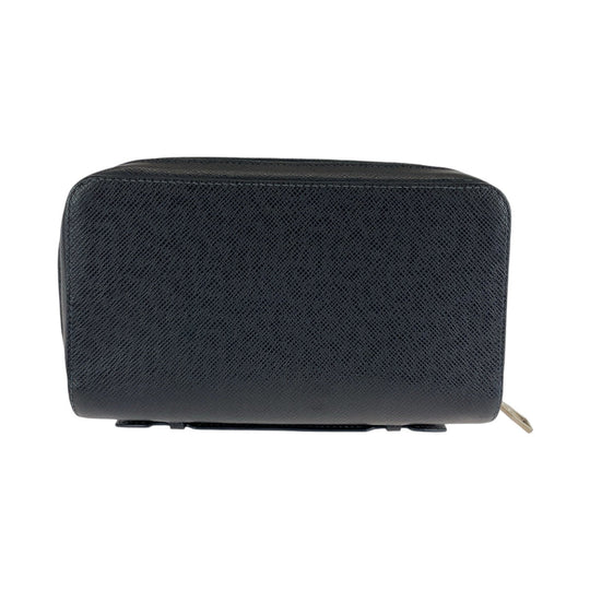 LOUIS VUITTON Long Wallet Purse M44276 leather Blue Marine Navy SilverMetal Long Wallet Purse Zip Around business bag Taiga Zippy XL mens Used Authentic