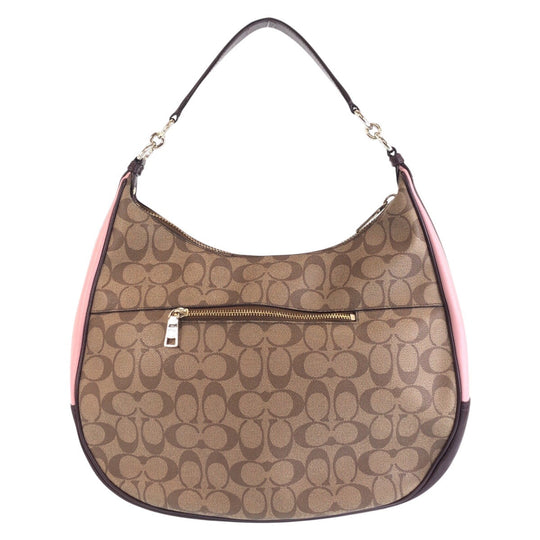 COACH Shoulder Bag leather Beige Multicolor Gold Metal Crossbody Shoulder Bag Signature Women Used Authentic