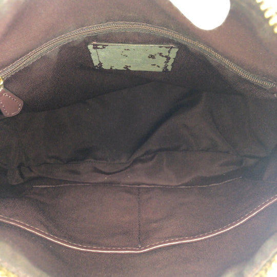 COACH Shoulder Bag leather Beige Multicolor Gold Metal Crossbody Shoulder Bag Signature Women Used Authentic