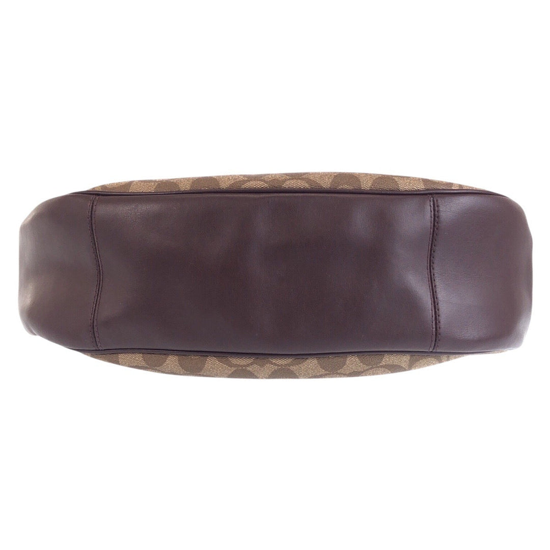 COACH Shoulder Bag leather Beige Multicolor Gold Metal Crossbody Shoulder Bag Signature Women Used Authentic