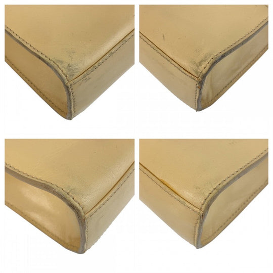 GUCCI Shoulder Bag 001 4214 leather Beige Gold Metal Ready lock Women Used Authentic