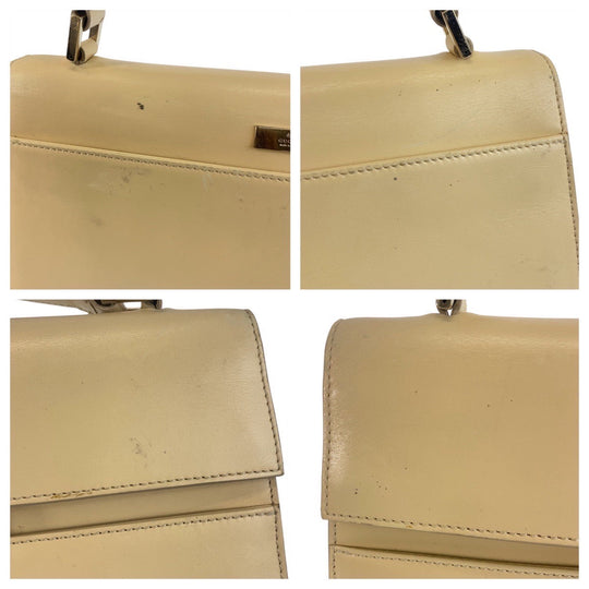 GUCCI Shoulder Bag 001 4214 leather Beige Gold Metal Ready lock Women Used Authentic