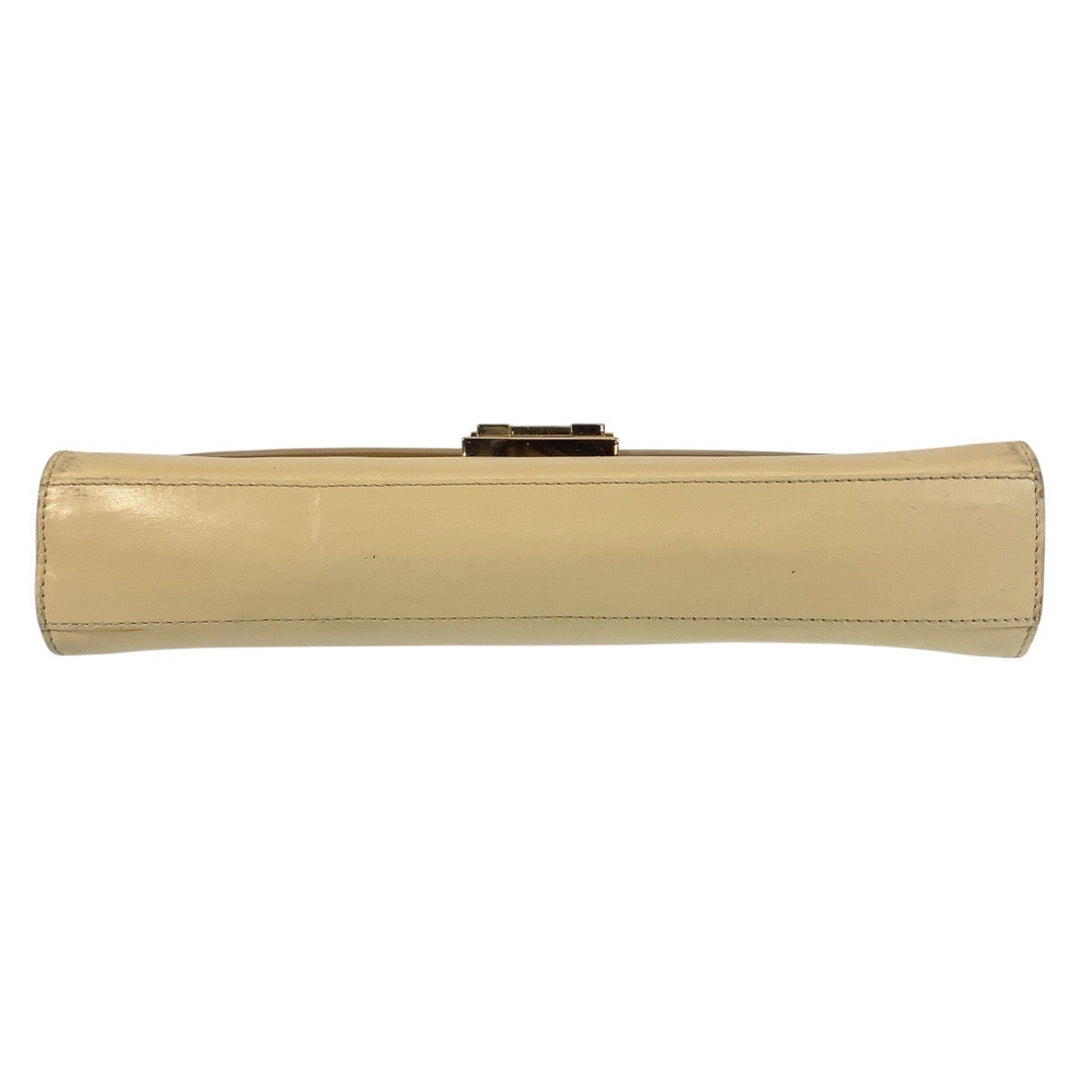 GUCCI Shoulder Bag 001 4214 leather Beige Gold Metal Ready lock Women Used Authentic