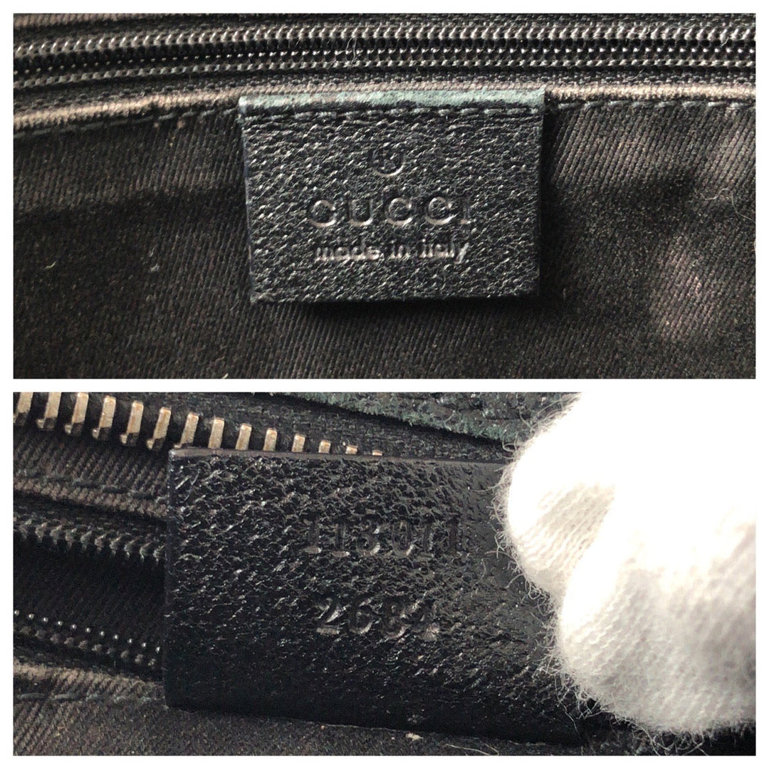 GUCCI Tote Bag 113011 GG canvas Black SilverMetal Tote Bag Shoulder Bag Women Used Authentic
