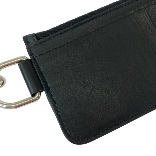 BALENCIAGA Coin case 655594 leather Black Silver Metal Chained Coin Case Fragment Case Card Case logo mens Used Authentic