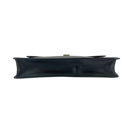 PRADA Clutch bag VR089M leather Bicolor Green Black SilverMetal Clutch bag Business bag Document case Safiano Triangle With logo mens Used Authentic