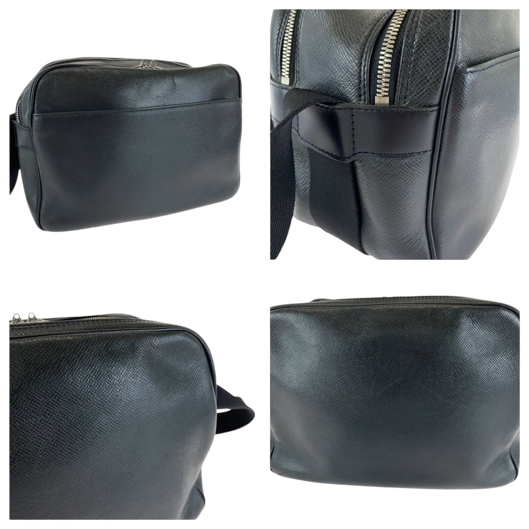 LOUIS VUITTON Shoulder Bag M30152 Taiga Ardoise Black SilverMetal Shoulder Bag Crossbody Taiga reporter mens Used Authentic