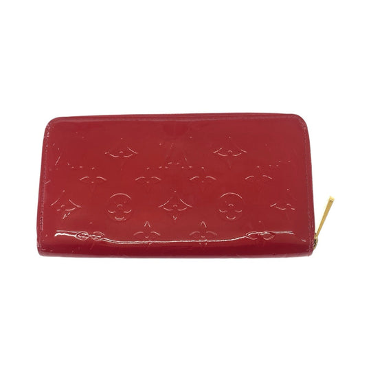 LOUIS VUITTON Long Wallet Purse M91981 leather Red Gold Metal Long Wallet Purse Zip Around Vernis Zippy wallet Women Used Authentic