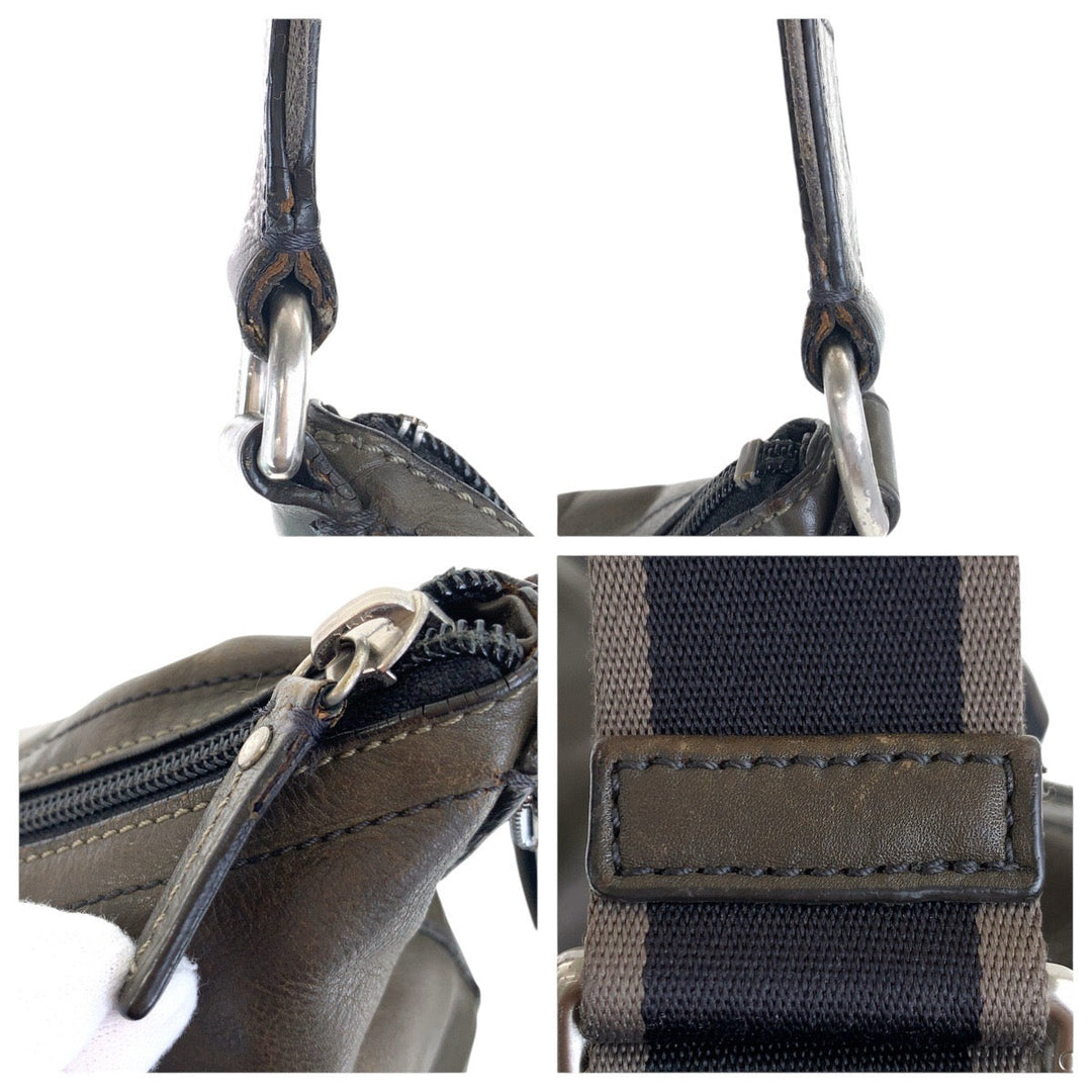 COACH Shoulder Bag 70559 leather Grey SilverMetal Crossbody Shoulder Bag Unisex mens(Unisex) Used Authentic