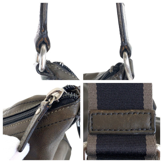 COACH Shoulder Bag 70559 leather Grey SilverMetal Crossbody Shoulder Bag Unisex mens(Unisex) Used Authentic