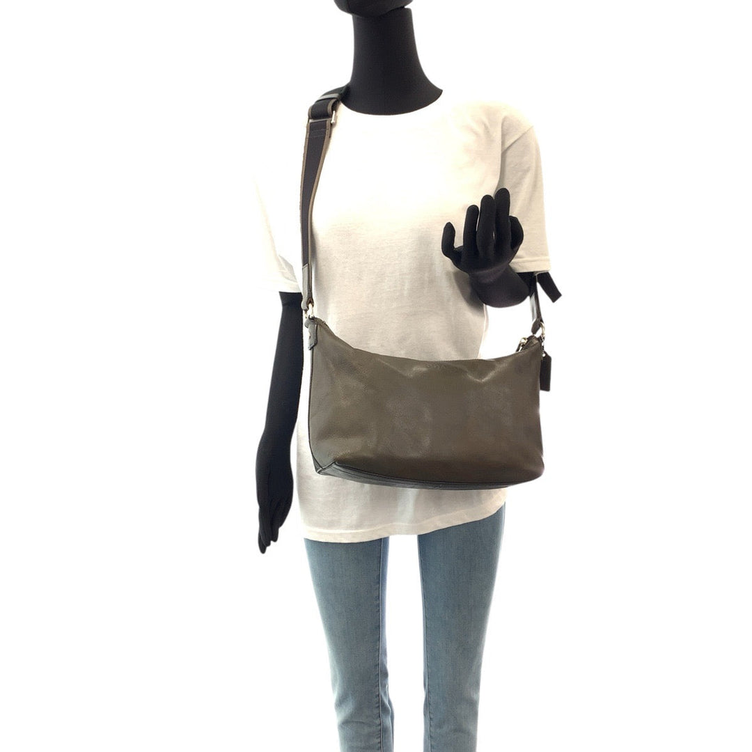 COACH Shoulder Bag 70559 leather Grey SilverMetal Crossbody Shoulder Bag Unisex mens(Unisex) Used Authentic