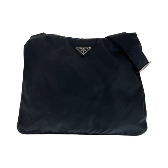 PRADA Shoulder Bag Nylon Black SilverMetal Shoulder Bag pochette Test Triangle With logo mens Used Authentic