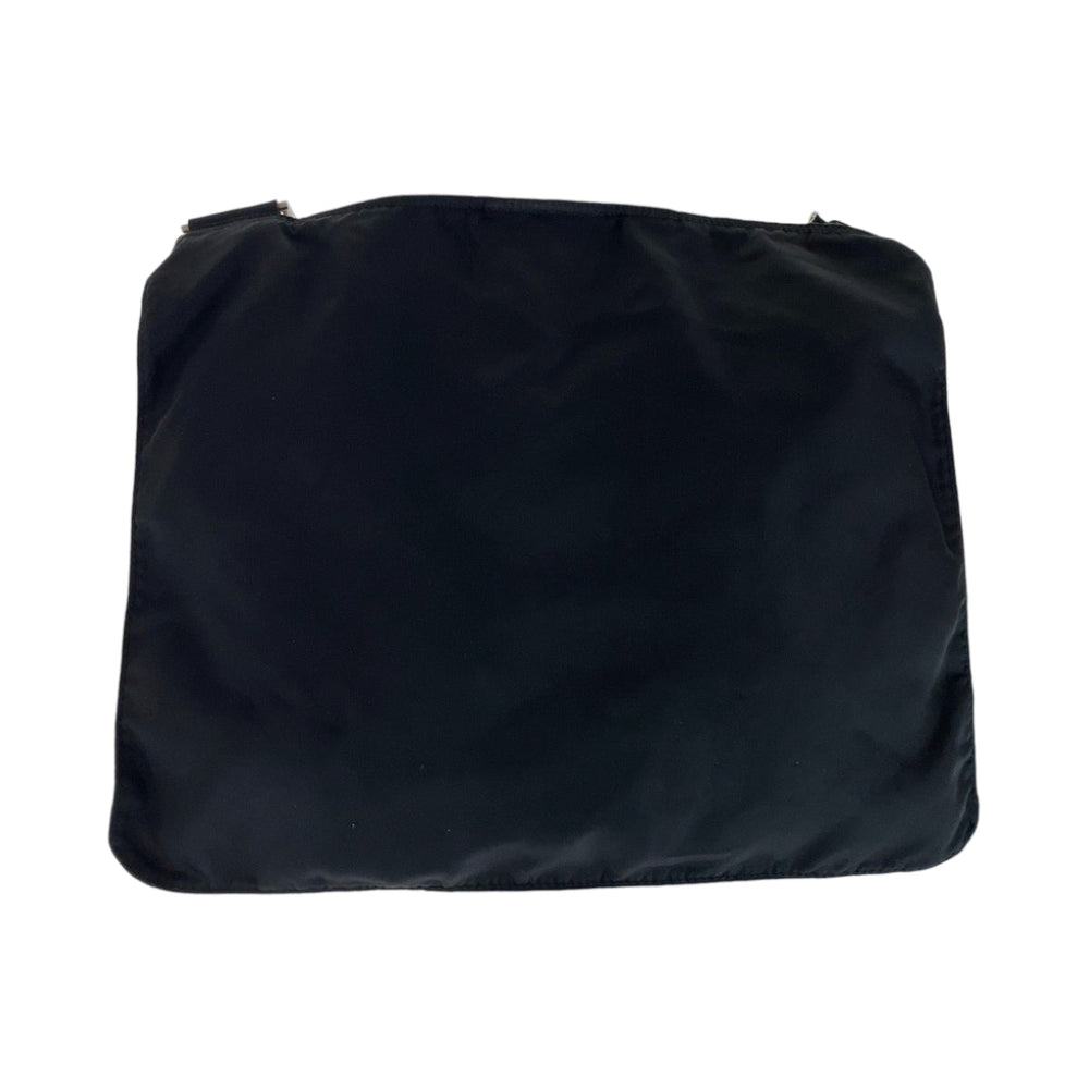 PRADA Shoulder Bag Nylon Black SilverMetal Shoulder Bag pochette Test Triangle With logo mens Used Authentic