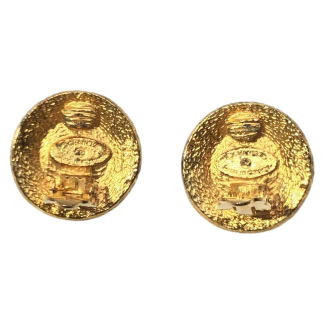 CHANEL Earring metal Gold green Earring Gripova Women Used Authentic