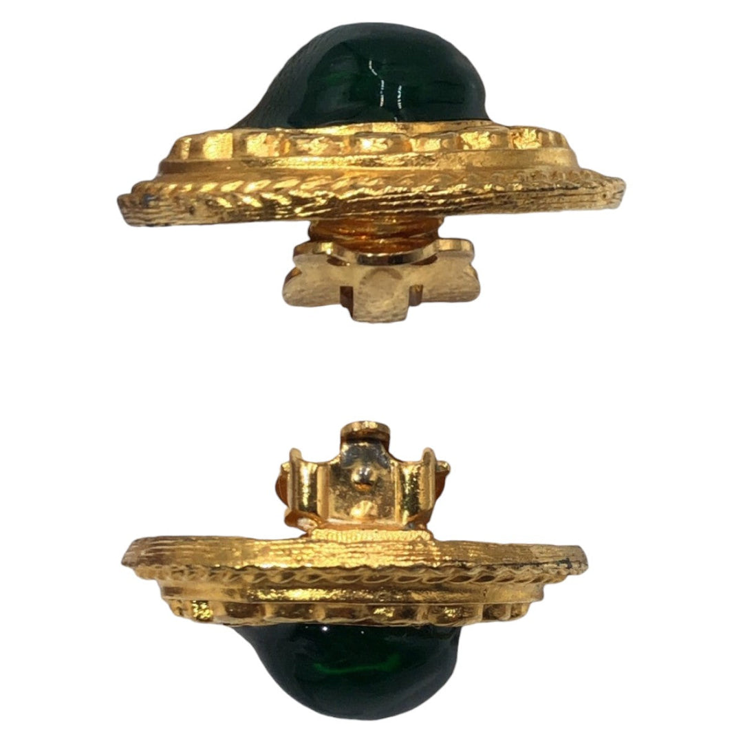 CHANEL Earring metal Gold green Earring Gripova Women Used Authentic