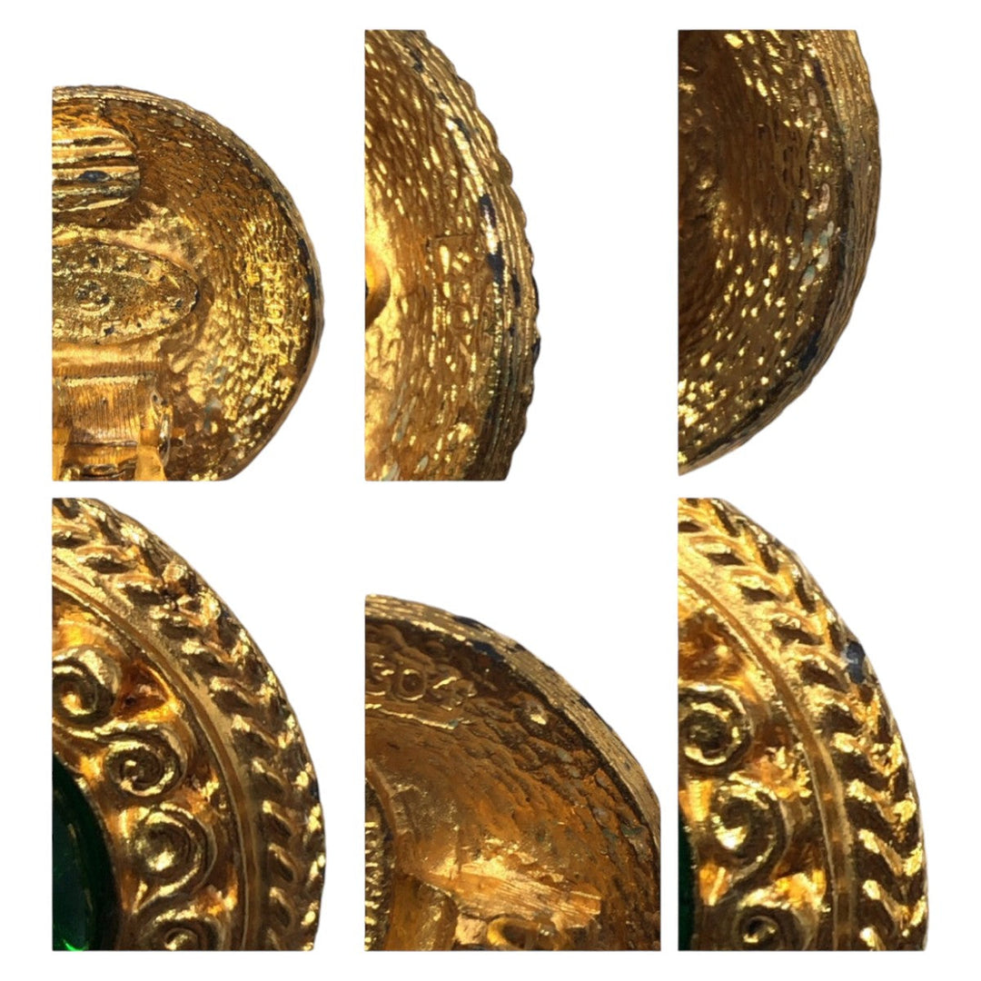 CHANEL Earring metal Gold green Earring Gripova Women Used Authentic