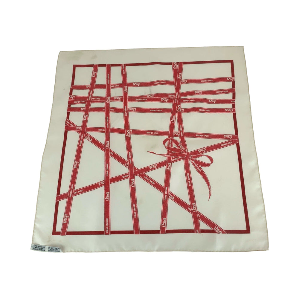 HERMES scarf silk white Carre45 Bolduc au Carre