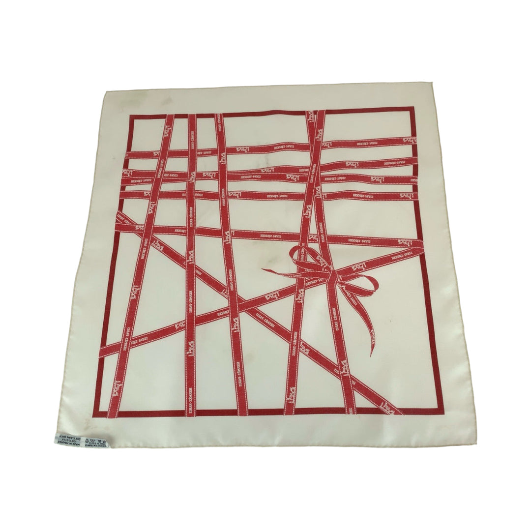 HERMES scarf silk white Carre45 Bolduc au Carre