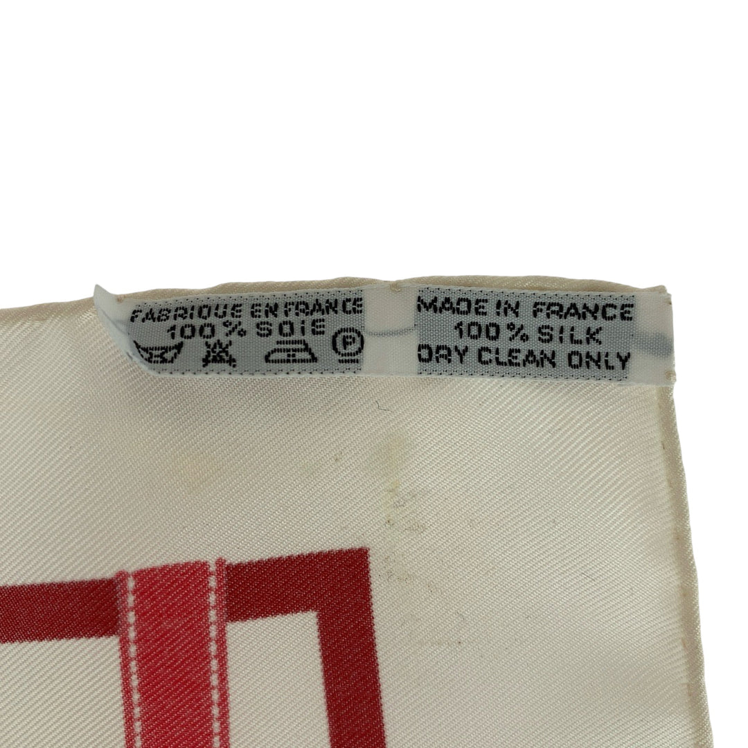 HERMES scarf silk white Carre45 Bolduc au Carre