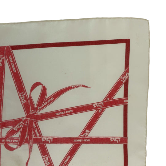 HERMES scarf silk white Carre45 Bolduc au Carre