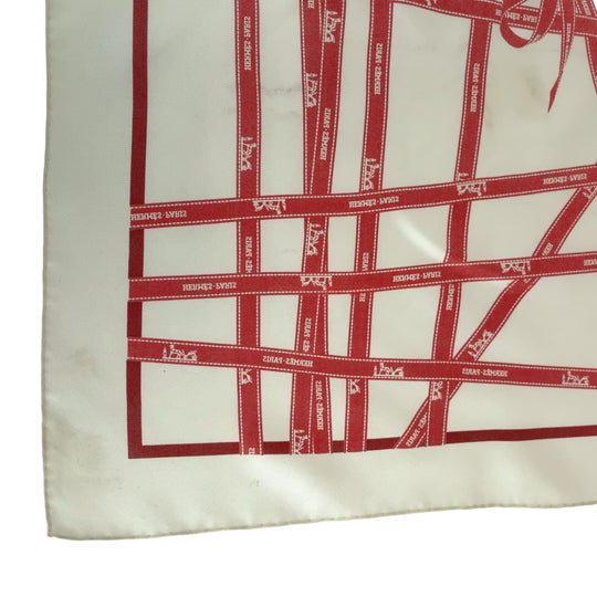 HERMES scarf silk white Carre45 Bolduc au Carre