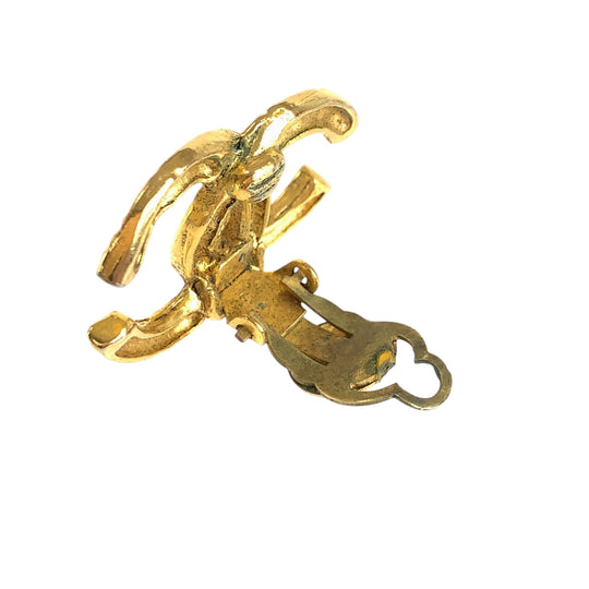 CHANEL Earring plating gold Earring COCO Mark Women Used Authentic