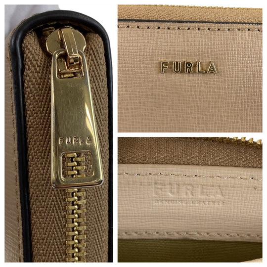 Furla Long Wallet Purse leather beige Babylone