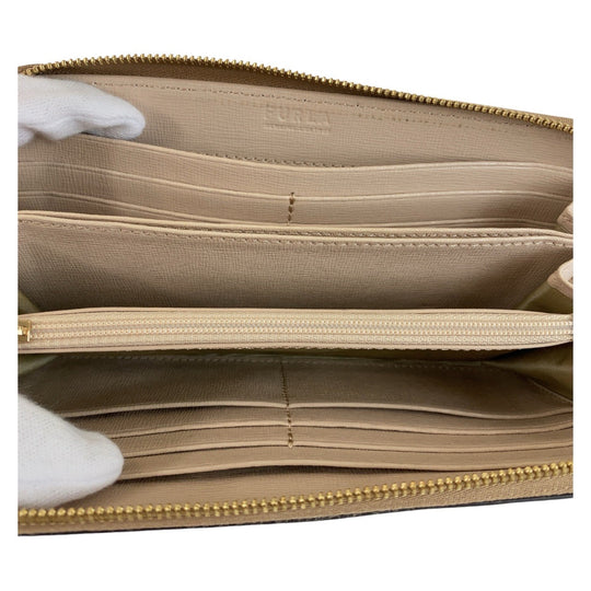 Furla Long Wallet Purse leather beige Babylone